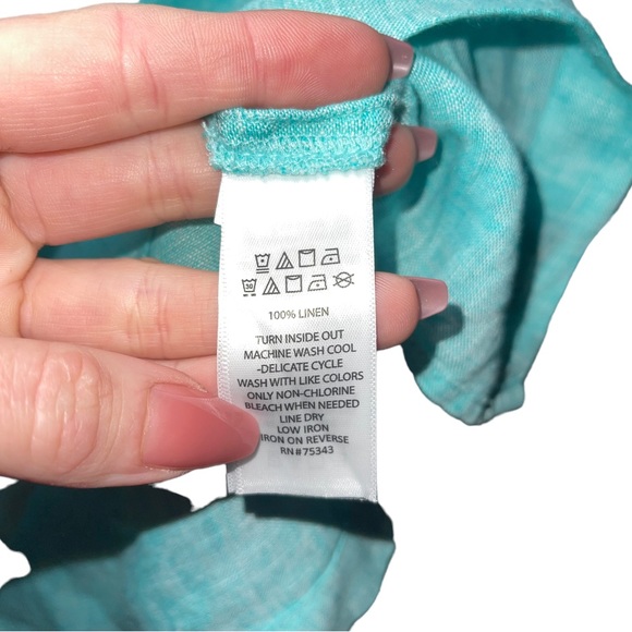 JONES NEW YORK Blue Linen Sleeveless Tank with Collar  S NWT - Picture 7 of 7